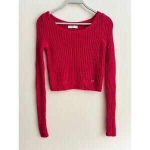 Abercrombie & Fitch Loose Knit Long Sleeve Hot Pink Sweater Size: XS